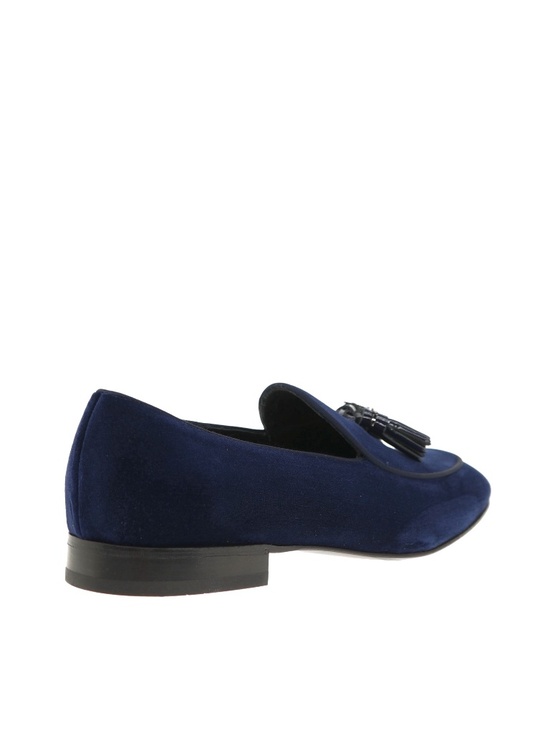 Salvatore Ferragamo Donovan Tassel Loafers Oxford Blue Velvet Fabric Size 9 New main image 4